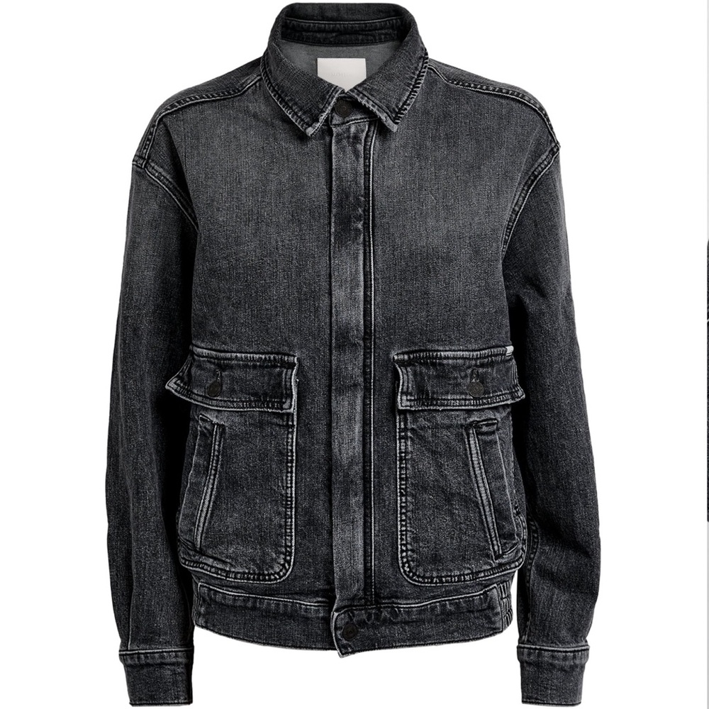 MOTHER The Springy patch denim jacket in Midnights with Molly color
